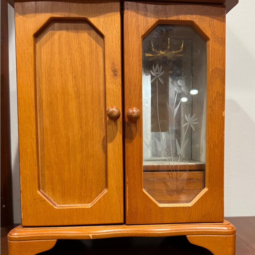 Wooden Jewelry Box Organizer with Glass Panel